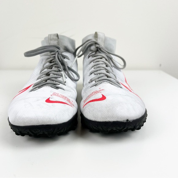Nike Kids Mercurial Superfly 7 Academy Turf Soccer Shoes White/Laser Crimson/Blk - Picture 2 of 7